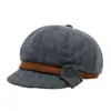 Elegante gorra octagonal texturizada estilo coreano con hebilla metálica artística, gorra de repartidor, gorra de pintor para otoño/invierno, boina de ala suave para estilizar el rostro