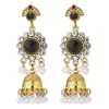 Campanilla de viento étnica transfronteriza Pendientes de diamante y perla para mujer Lujo ligero Nicho Pendientes retro Pendientes de borla huecos de moda