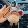 Lindo suave llavero de muñeca linda creativo accesorios de flor eterna de piel de conejo Rex colgante para bolsa de coche pequeño regalo al por mayor