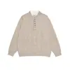Suéter tipo Henley de punto grueso con patrón de trenzas, de frente abierto, para hombre y mujer, nueva colección otoño/invierno 2026, jersey de punto de manga larga de alta gama