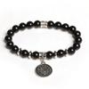 Pulseira de Contas do Zodíaco e Planetas em Obsidiana Natural com Design de Etiqueta, Estilo Casal, Enrolamento Suave, Produto de Barraca de Estudante