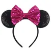Faixa de Cabelo Faixa de Cabelo Laço do Mickey Europeia e Americana Bebê Sequinhas de Feriado Faixa de Cabelo com Laço Cruzado Acessórios de Cabelo para Crianças
