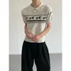 Suéter de Punto Jacquard Fair Isle de Manga Corta con Cuello Polo para Hombre Estilo Old Money de Verano