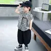 Conjunto de Camisa Floral sin Mangas de Verano para Niños Estilo Coreano Conjunto Elegante Fresco Casual de Dos Piezas para Niños Ropa Moderna para Niños