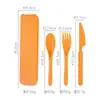 Cuchillo, Tenedor y Cuchara de Mesa de Trigo Transfronterizos, Popular Set de Tres Piezas Reutilizable de Amazon para Viajes al Aire Libre, Picnic Infantil