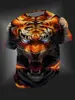 2025 Nueva Camiseta de Manga Corta de Moda Versátil de Alta Calidad con Estampado de Animales para Hombre, Exportación Europea y Americana Casual