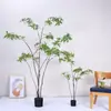 Planta Verde Artificial de Lujo Ligero Piedra de Agua Árbol de Banyan de Gama Alta Planta en Maceta de Pie para Interiores Sala de Estar Patio Decoración de Tienda Planta Verde Falsa