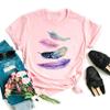 Playera estampada para mujer Dama Dibujo animado Pluma Lindo Estampado Camisetas Fa