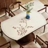 Tapete de mesa redondo dobrável estilo chinês, tapete de mesa oval, toalha de mesa de couro à prova d'água e de óleo para mesa de jantar da sala de estar, personalizável