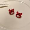 Lindos aretes de tigre pequeño para mujer rojos año de nacimiento aretes divertidos pequeños aretes de caricatura joyería de tigre femenina