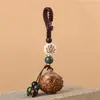 Bolsita de Sándalo Verde Portátil de Estilo Antiguo para Hombre con Cordón de Cadena de Máquina en Forma de C, Colgante Decorativo de Aromaterapia que se Puede Abrir