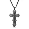 Joia Estilo Europeu e Americano Colar com Pingente em Formato de Cruz de Aço Inoxidável Gargantilha Punk Personalizada Acessório para Uso Diário Cruz