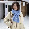 Bufanda de Punto Azul Suave y Acogedora para Mujer, Estilo Coreano de Invierno, Sensación de Alta Gama, Engrosada para Protección contra el Frío y Calor, Calentador de Cuello, Nuevo Modelo 2025