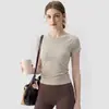 Roupa de Yoga de Verão Camisa Respirável Manga Curta Esportiva Feminina Conjunto de Tops Esportivos para Corrida Pilates Ciclismo Treinamento