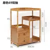 Gabinete de Té Móvil Gabinete Lateral de Cocina Estante para Té Estante Cubo Estante de Almacenamiento de Madera Maciza de Bambú Mesa Lateral de Mesa de Té