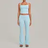 Novo conjunto de roupa de yoga com cintura dobrável justa, pregas invisíveis e design que levanta o bumbum para fitness e esportes, conjunto de duas peças 6012+2257