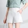 Shorts de primavera y verano para mujer, pierna ancha, corte holgado, talla grande, cintura alta, línea A blanca, adelgazante, negro, finos, versátiles, para usar como prenda exterior