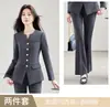 Venta al por mayor transfronteriza de conjunto de dos piezas de moda otoño-invierno nuevo: blazer profesional de manga larga para mujer y pantalones acampanados para mujer