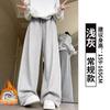Calça Esportiva Casual de Algodão Mamba Qualidade Tiktok para Mulheres, Forrada com Fleece Outono e Inverno 2026 Calças Largas Soltas, Calça de Moletom Casual Estilo Americano