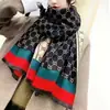 Bufanda Gruesa Nueva de Doble Cara para Mujer con Letras Geométricas Estampadas Imitación Cachemir Chal Popular Bufanda Cálida de Otoño e Invierno