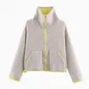 Chaqueta de punto de color block para comercio exterior europeo y americano, popular en AliExpress, suéter de punto de color block casual de moda europea y americana
