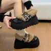 Novidade Inverno 2025 Birkenstock Aumenta Altura para Mulheres Baixas, Mocassins Forrados com Lã, Sapatos Mary Jane Peludos com Solado Grosso para Mulheres