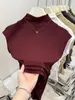 Ropa para Mujer Estilo Ligeramente Maduro Top de Cuello Alto con Mangas Abullonadas Pequeñas Verano 2026 Camiseta de Manga Corta Versátil que Ceñe la Cintura Adelgazante