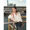 Camisa Blanca de Cuello en V de Manga Larga Estilo Hong Kong para Mujer Nueva Colección Primavera Verano 2026 Camisa Holgada y Versátil Top Chic