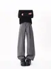 Calça Casual Longa Plissada Xadrez Patchwork Barra Curva para Homens, Estilo Old Money, Sensação de Luxo, Perna Larga Solta