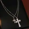 Colar Cruz de Zircônia, Corrente Clavícula de Luxo Leve Nicho, Estilo Minimalista, Conjunto de Duas Peças de Colares Versáteis de Moda Personalizados, Atacado
