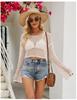 Procesamiento de Tejido de Malla Hueca Personalizado Estilo Europeo y Americano Sexy Moderno Top Corto Suelto Delgado para Mujer Camisa de Aire Acondicionado