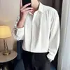 Camisa casual de alta calidad, suelta, sin arrugas, con caída, estilo coreano para hombre, primavera y otoño, ropa madura y elegante para hombre, camisa de manga larga de seda helada, moderna