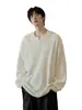 Lazy Style Texture Sense Camiseta pequena com decote em V e manga comprida, camisa masculina de base interna para primavera e outono, roupas Wei, estilo americano, marca da moda, solta