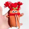 Bolsa para Llaves de Coche Lindo Dibujo Animado Hecho a Mano Lana Tejida Suministros para Coche Colgante Estuche Protector para Llaves Bolsa de Almacenamiento para Mujeres