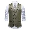 Chaleco para Hombre 2026 Otoño/Invierno Chaleco de Traje Estampado de Gamuza para Hombre Chaleco Retro de Solapa Doble