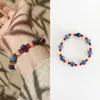 Nuevo Pulsera de Ágata Roja y Piedra de Cristal Azul Estilo Chino para Mujer, Lujo Ligero y Sensación de Alta Gama, Pulsera de Cuentas de Cristal Amarillo al por Mayor