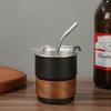 Taza de Café de Acero Inoxidable 304 con Mango de Madera Anti-quemaduras, Portátil para Exteriores, Resistente a Altas Temperaturas, Taza de Camping con Asa Taza Escalonada