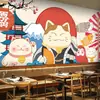 Papel de parede de gato da sorte de desenho animado japonês pousada tatami jujiu Casa culinária ukiyo-e papel de parede decoração estilo japonês