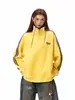 Sudadera con capucha retro americana de cuello alto y media cremallera para hombre y mujer, peso pesado 300G, estilo deportivo, ropa de pareja, top holgado con tres rayas