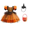 Nuevo Vestido de Bruja para Cosplay de Halloween 2026, Vestido Infantil de Bruja con Mangas Abullonadas y Dobladillo Irregular