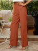 2025 Primavera Otoño Verano Elegantes Pantalones Rectos para Mujer Amazon Aliexpress Cintura Elástica Cómodos Casuales Largos Adelgazantes