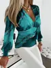 2026 Sitio Independiente Deseo Amazon Más Vendido Otoño Manga Larga Moda Cuello en V Estampada Camisa Blusa para Mujer Ropa de Mujer