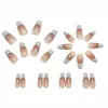 Unhas Postiças Vestíveis Transfronteiriças Atacado Branco Leitoso Luxo Acessível Manicure Francesa Estilo Longo Simples 24 Peças Removíveis