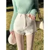 150 Pantalones Cortos Irregulares de Lana para Mujer Otoño Engrosados Rectos Ajustados de Cintura Alta Pierna Ancha xs Alto