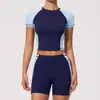 Nuevo Conjunto de Yoga para Mujer Verano 2026, Traje Deportivo de Contraste de Color Corto para Pilates, Entrenamiento, Running, Fitness 2567
