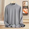 [Lã de Alto Padrão e Seda de Amora] Camada de Base Térmica de Veludo Pesado com Gola Meia-Alta para Homens, Camiseta de Manga Longa de Inverno