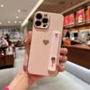 Funda de teléfono con diseño de amor esmerilado y galvanizado para Apple 13/14 Pro, correa de muñeca con soporte para 11/XR, funda blanda, funda protectora de 12 PM