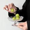 Plato de Fruta de Alta Calidad con Pequeño Relieve, Plato con Pedestal de Vidrio, Plato para Dulces y Bocadillos, Plato de Fruta, Plato de Postre para Uso Doméstico