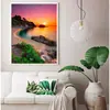 Nuevo Kit de Pintura de Diamantes 5D Atardecer en la Costa Diamantes Completos Punto de Cruz Hotel Casa de Huéspedes Pasillo Pintura Decorativa Fábrica en stock