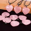 Especialmente Diseñado para Colgantes de Piedras Naturales Semipreciosas Transfronterizos, Piedra en Forma de Corazón de 25 mm Cuarzo Rosa Ágata Collar Joyería en Forma de Corazón DIY